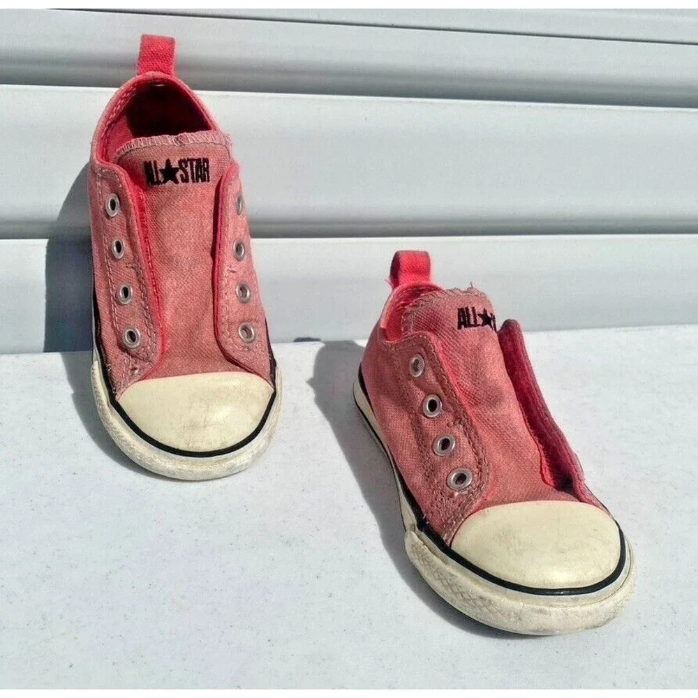 Girl's Converse All Star Simple Slip On Toddler Sz 8 Athletic Pink No Lace Shoes